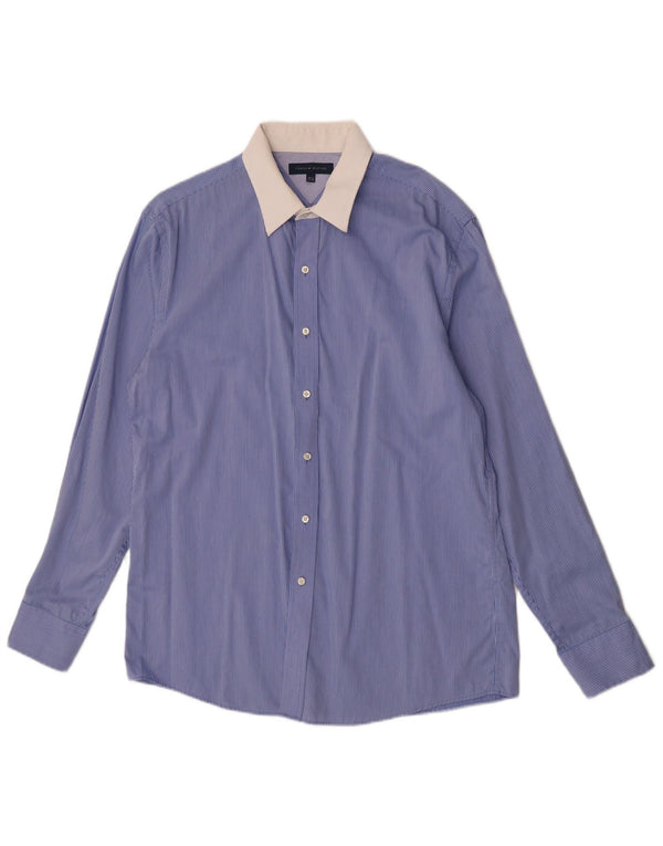 Camisa masculina Tommy Hilfiger tamanho 16 1/2 listra azul grande