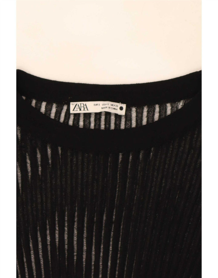 Top feminino Zara manga comprida UK 8 pequeno preto