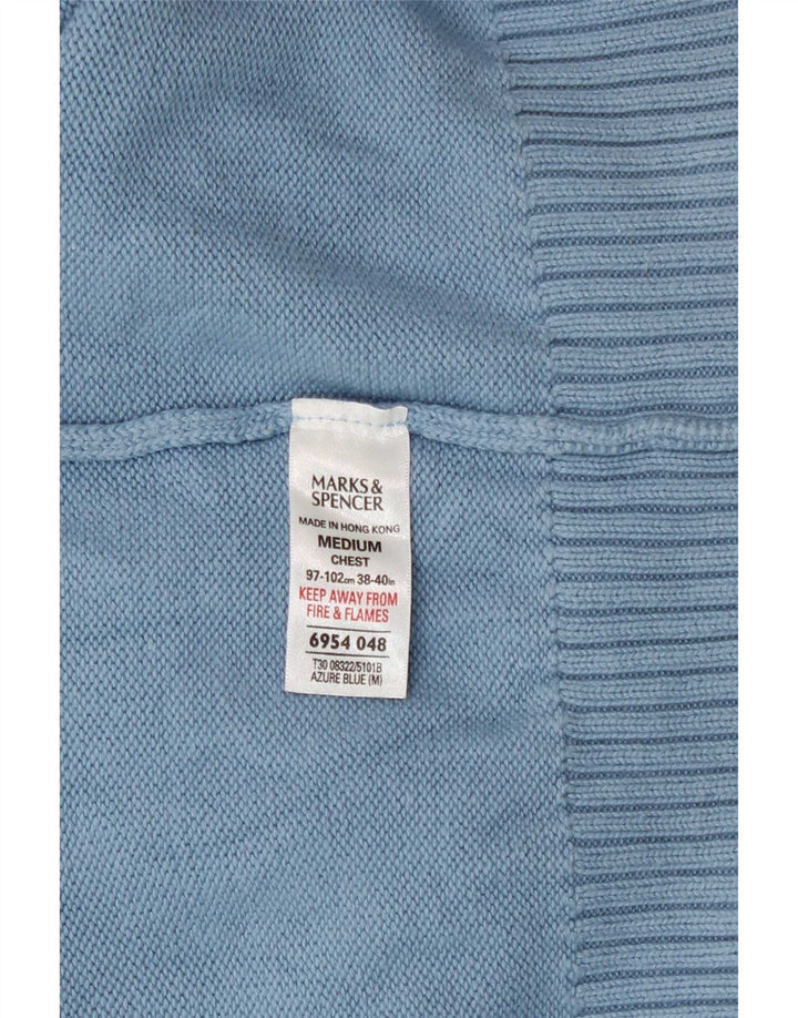 Suéter masculino Marks & Spencer Blue Harbor com decote em V de algodão médio