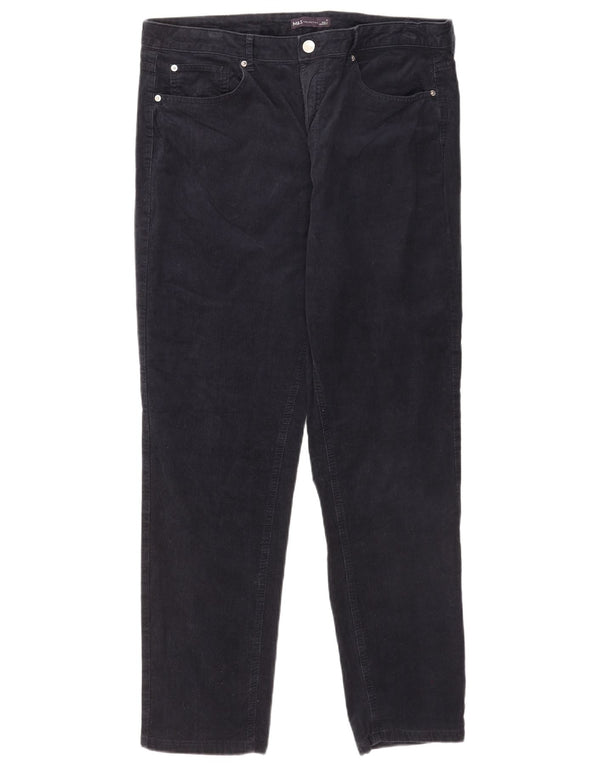 Calça feminina de veludo cotelê Marks & Spencer UK 18 XL W36 L29 azul marinho