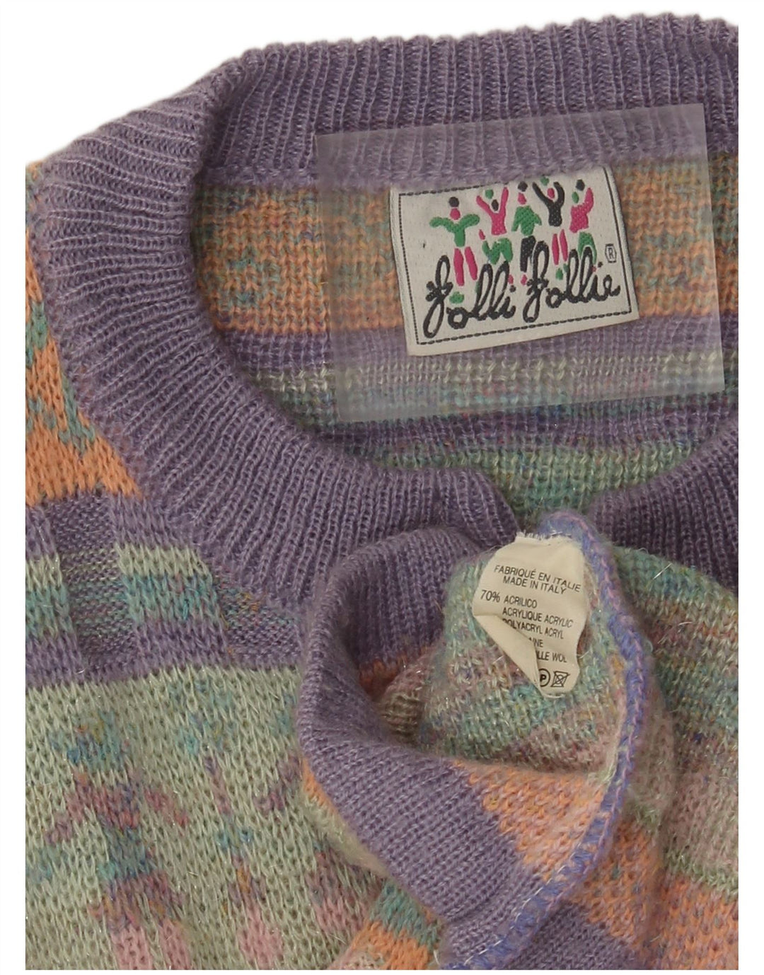 Suéter cardigã feminino vintage UK 12 médio multicolorido Fair Isle