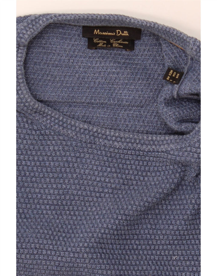 Suéter masculino Massimo Dutti com gola redonda, grande algodão azul