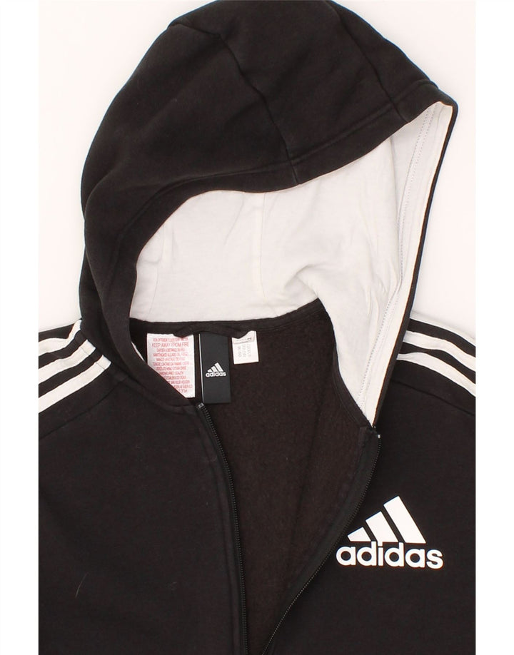 ADIDAS Womens Zip Hoodie Sweater UK 14 Large Black Vintage Adidas and Second-Hand Adidas from Messina Hembry 