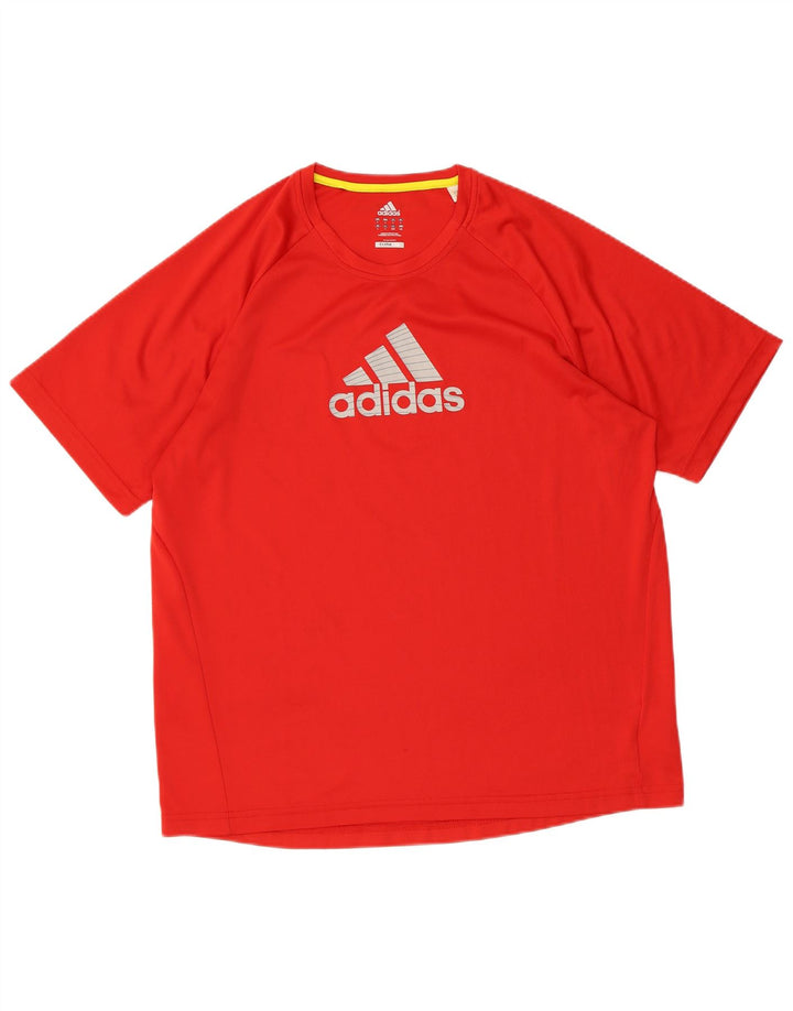 ADIDAS Mens Climalite Graphic T-Shirt Top Grande Poliéster Vermelho