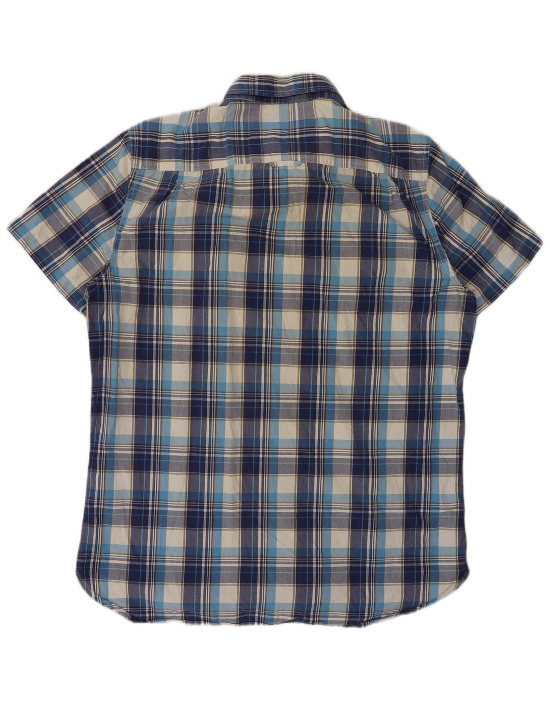 Camisa masculina de manga curta SUPERDRY XL azul xadrez algodão