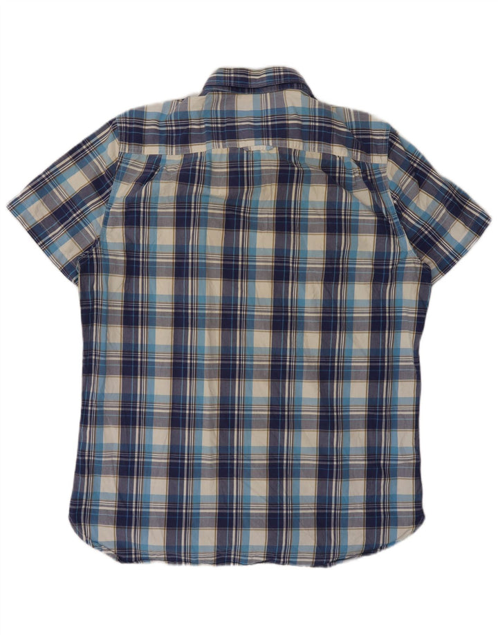 Camisa masculina de manga curta SUPERDRY XL azul xadrez algodão