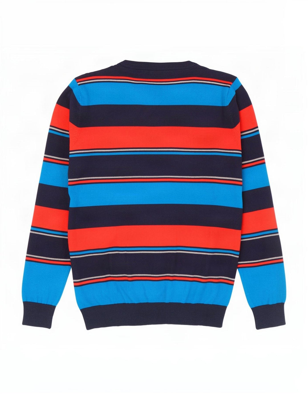 Suéter masculino Jack & Jones com decote em V médio listrado multicolorido de algodão