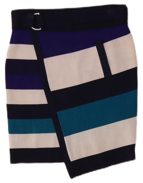 Saia envoltória feminina Karen Millen tamanho 1 2XS W26 viscose multicolorida