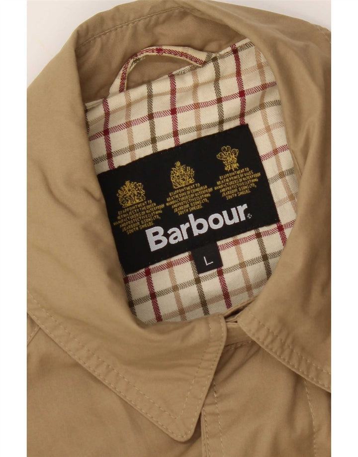 Casaco impermeável masculino Barbour UK 40 grande algodão bege