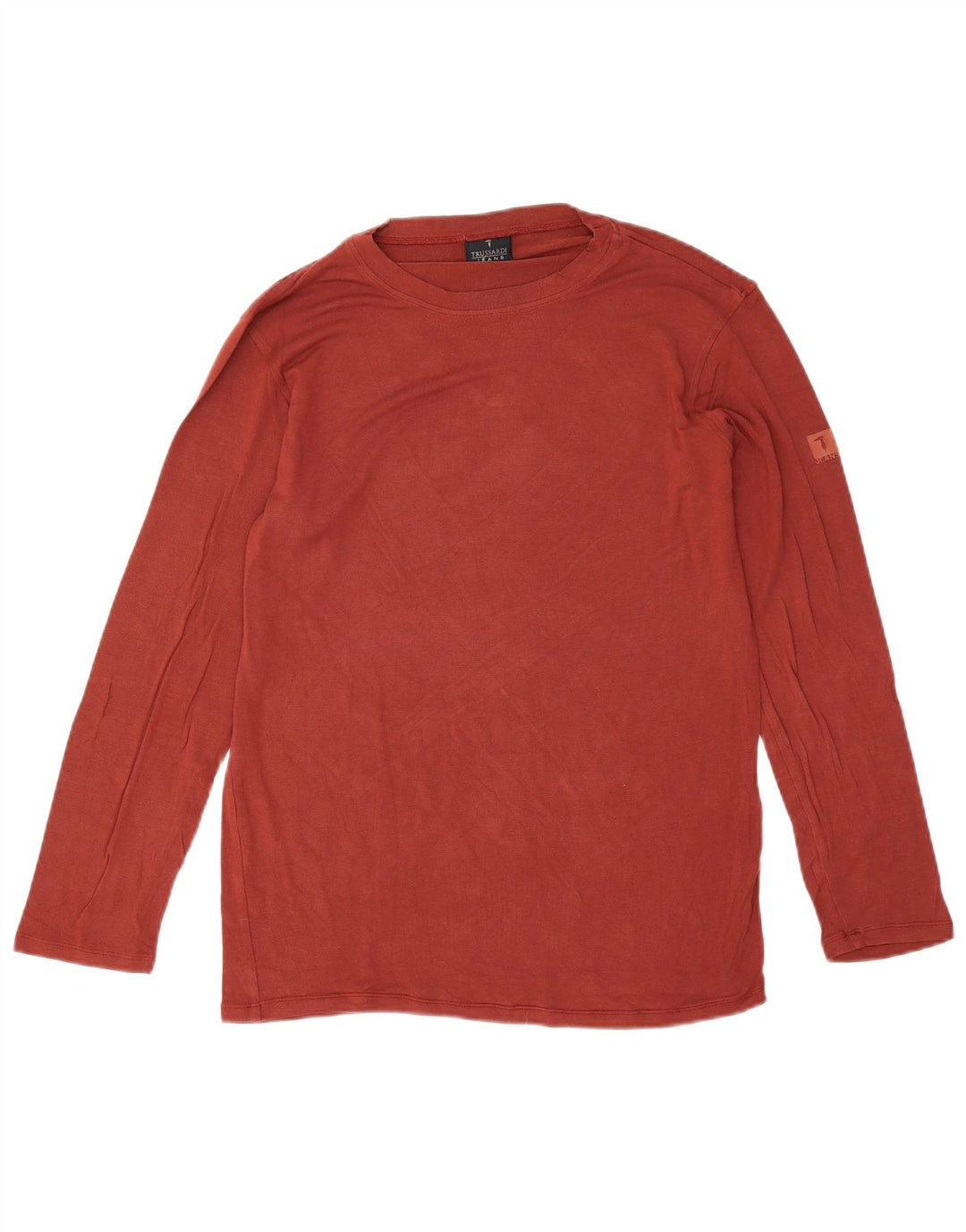 Trussardi Jeans Top masculino manga comprida grande viscose vermelha