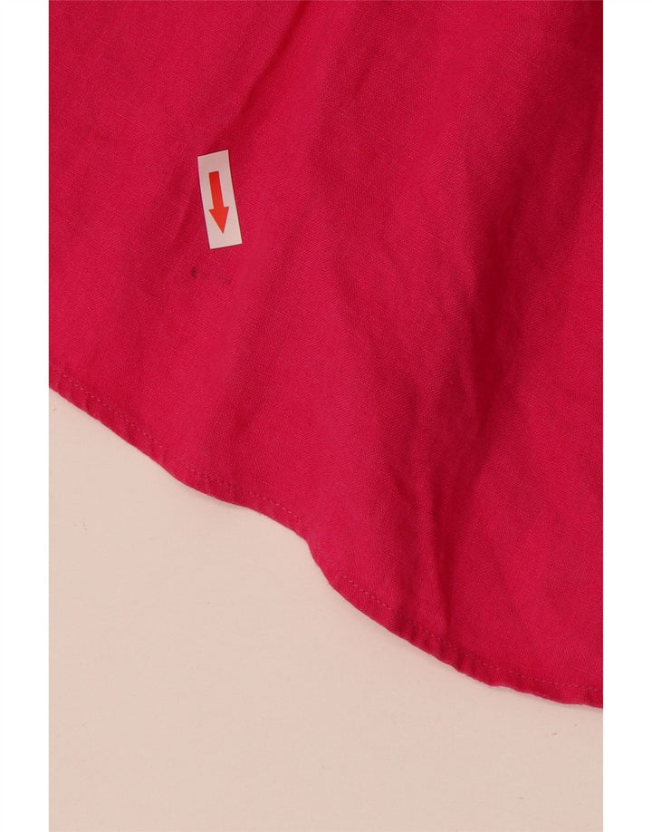 Camisa feminina manga 3/4 JAEGER Reino Unido 14 linho rosa médio
