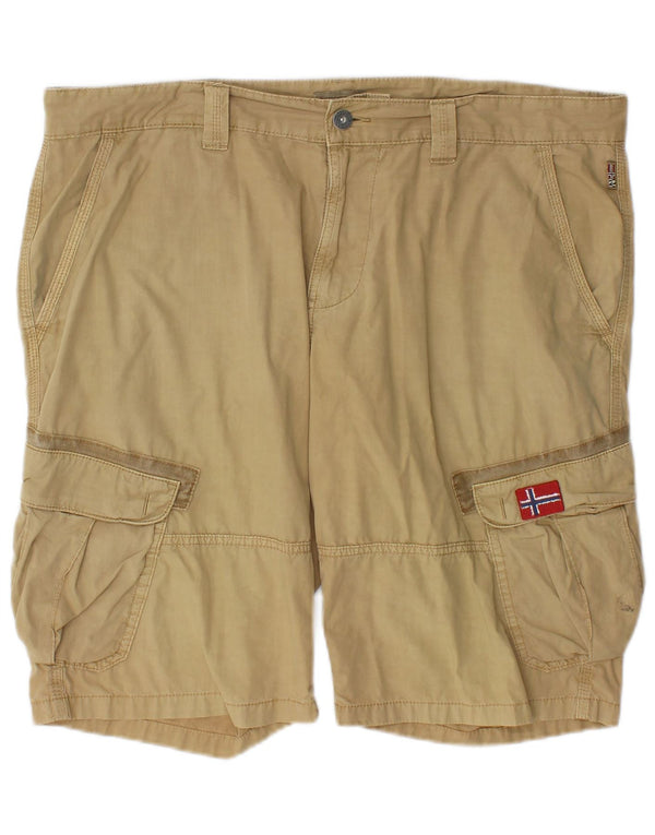 Napapijri Mens Geographic Cargo Shorts W36 Grande Algodão Bege