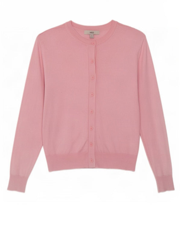 Suéter cardigã feminino Marks & Spencer Reino Unido 6 XS viscose rosa