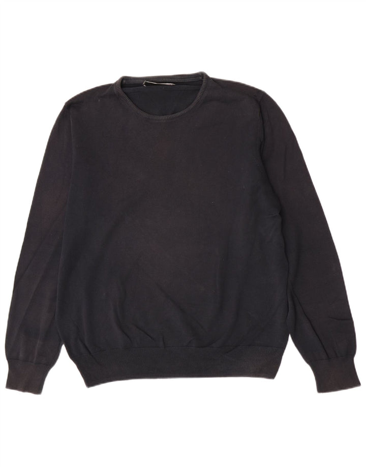 Zara Suéter masculino com gola redonda grande preto