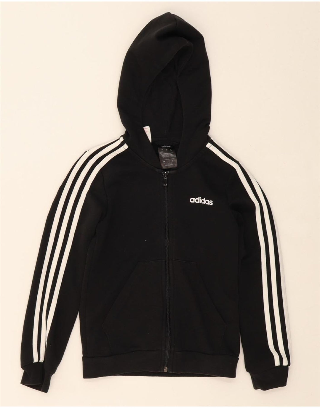 ADIDAS Boys Zip Hoodie Sweater 9-10 Years Black Cotton Vintage Adidas and Second-Hand Adidas from Messina Hembry 