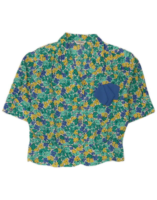 Blusa feminina MARKWALD manga curta cropped IT 42 verde médio floral