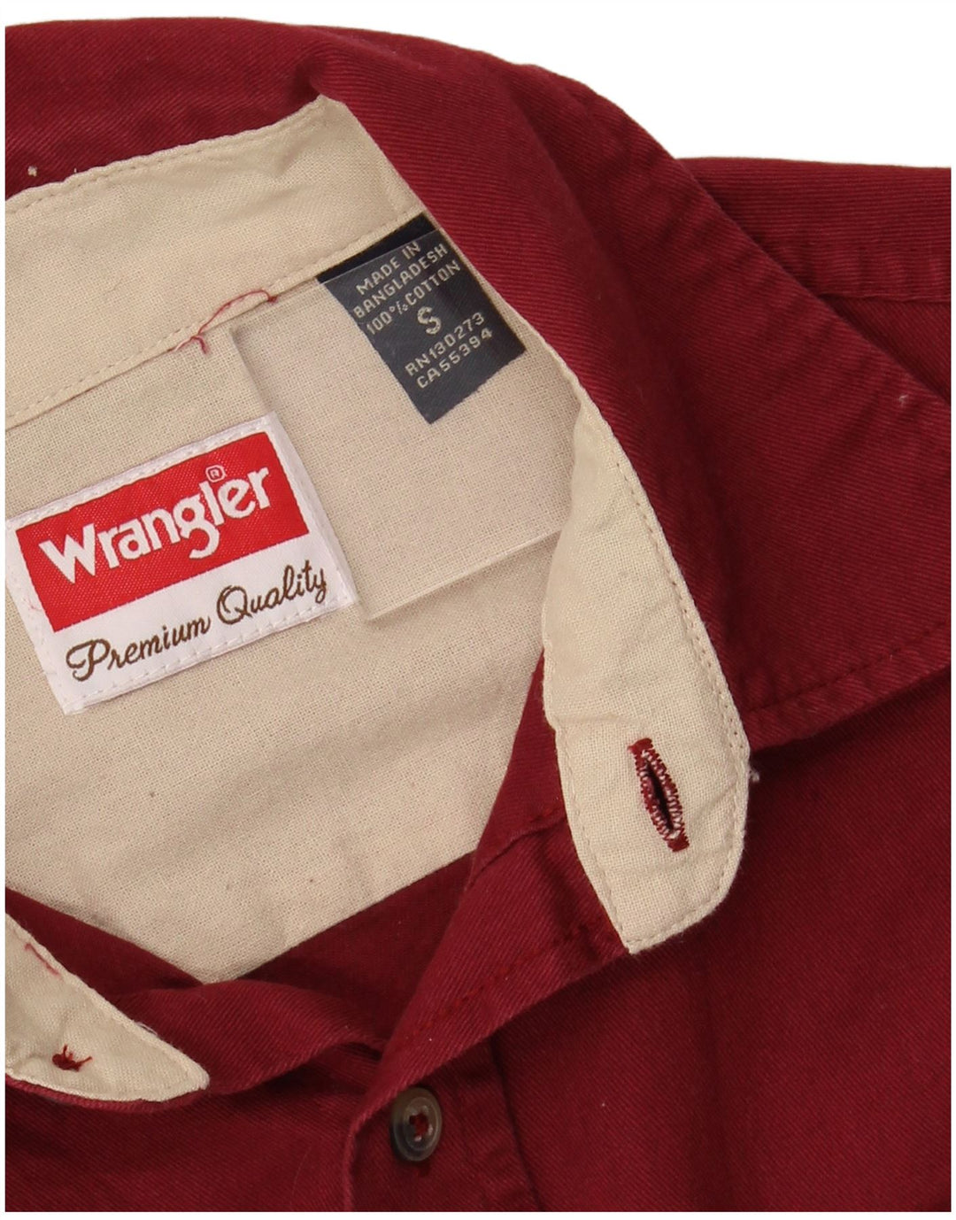 Camisa masculina WRANGLER pequena algodão Borgonha