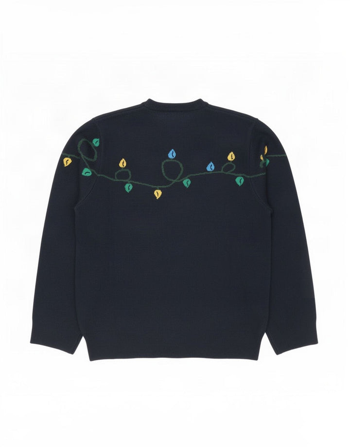 Suéter masculino Marks & Spencer com gola redonda grande azul marinho natal