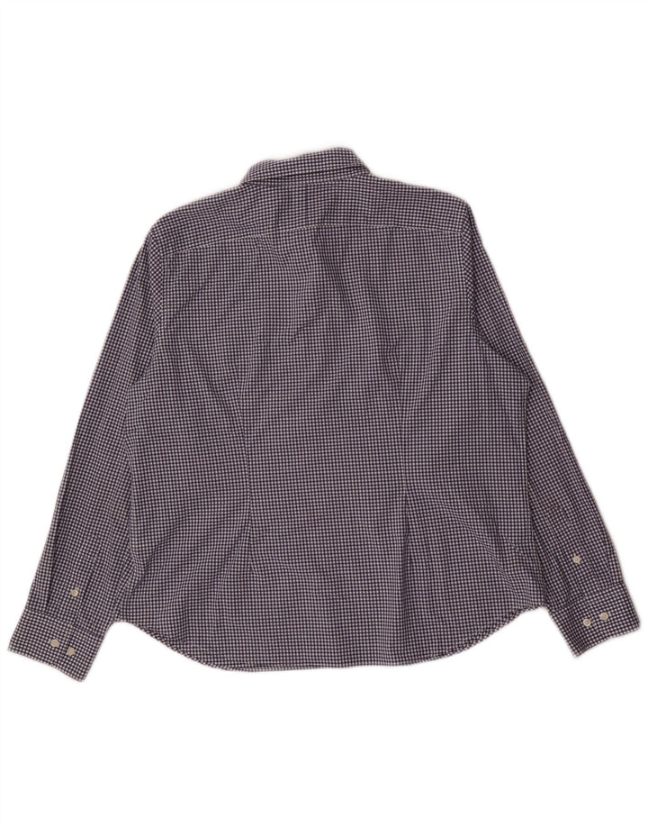 Camisa feminina Chaps Petite UK 14 grande azul marinho guingão