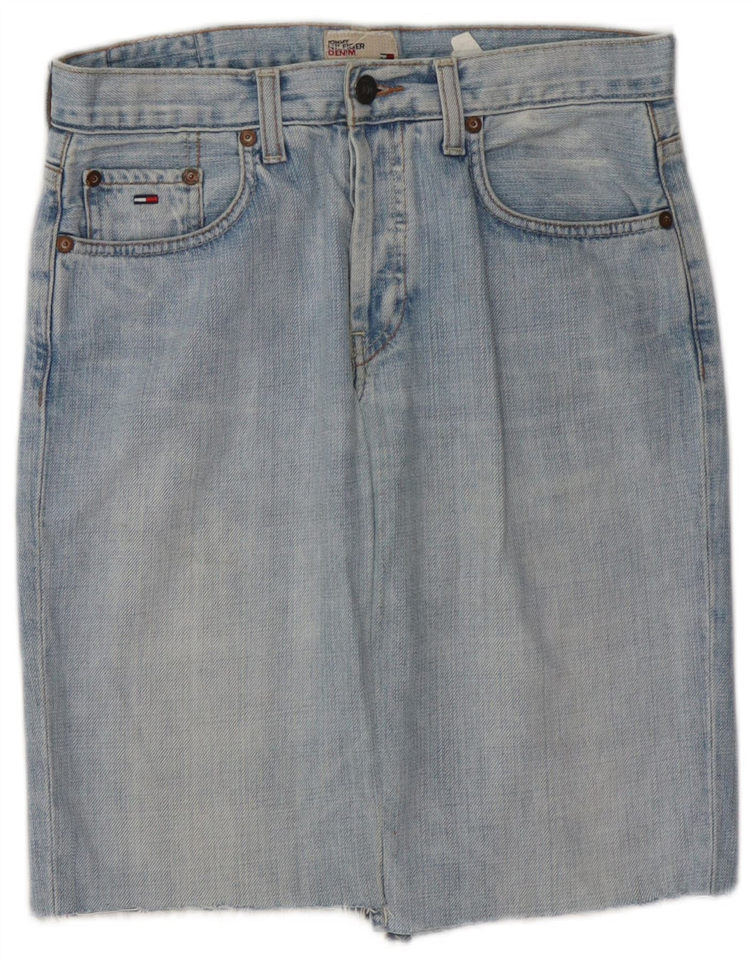 Saia jeans feminina TOMMY HILFIGER W28 algodão azul médio