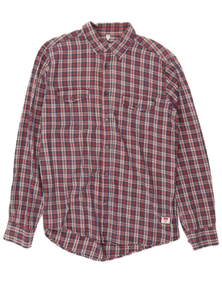 Camisa masculina de flanela Carrera Regular Fit médio vermelho xadrez algodão