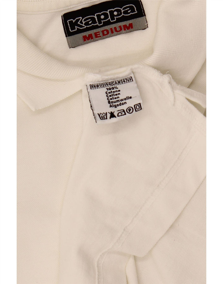 Camisa polo masculina Kappa de manga comprida de algodão branco médio