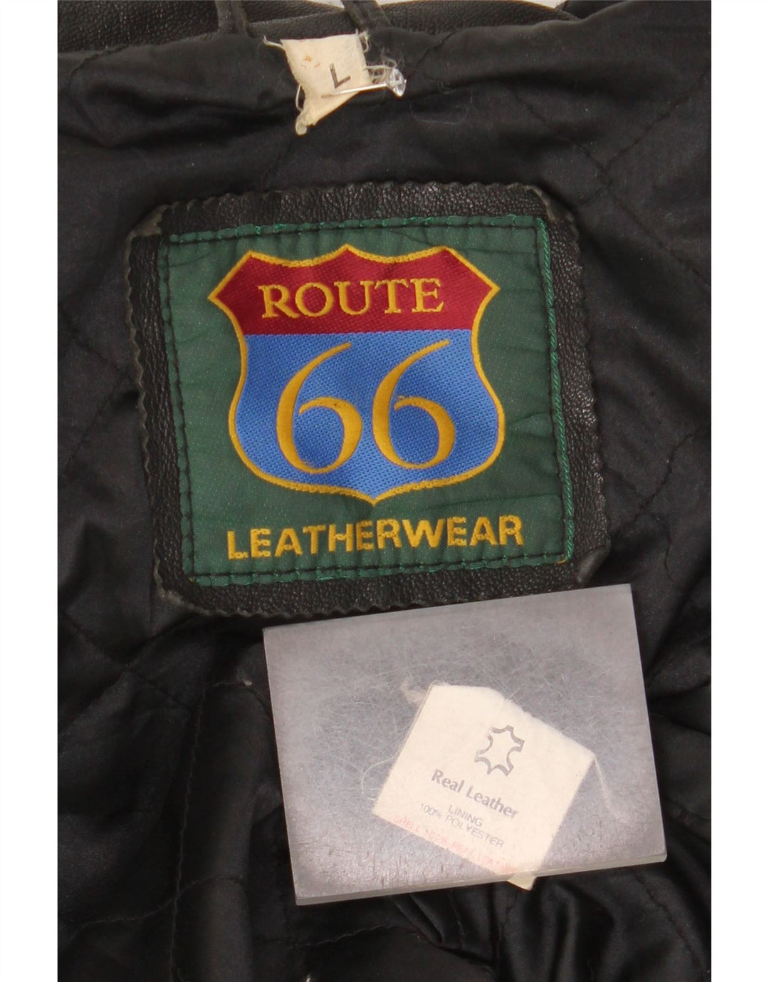 Jaqueta de couro masculina Route 66 UK 40 grande couro preto