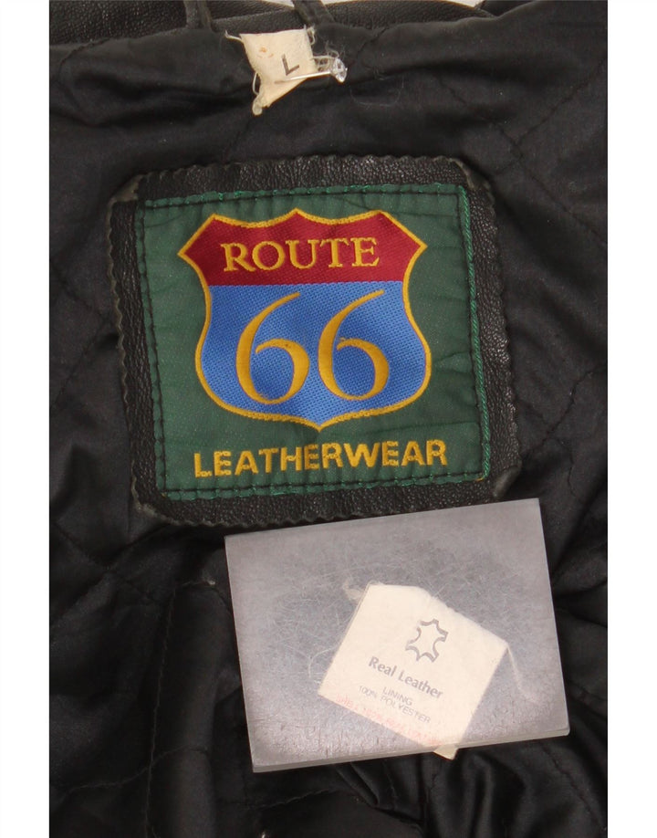 Jaqueta de couro masculina Route 66 UK 40 grande couro preto