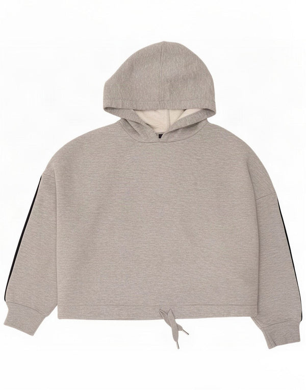 Marks & Spencer Womens Crop Hoodie Jumper UK 14 Cinza Médio Flecked