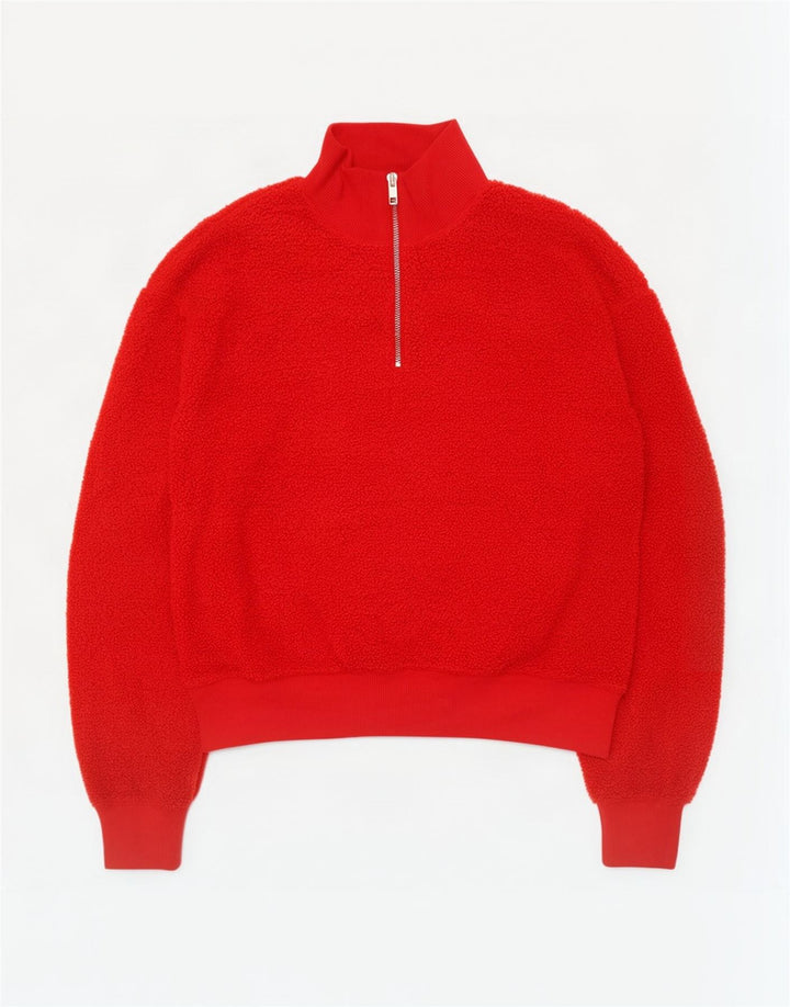 Suéter de lã feminino Topshop com zíper e gola grande Reino Unido 10 poliéster vermelho pequeno
