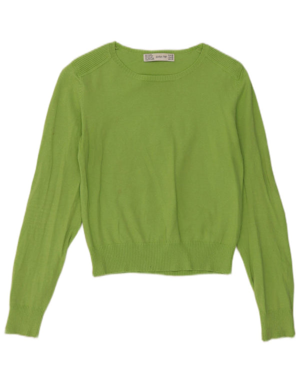 Suéter feminino Zara com gola canoa e gola redonda, Reino Unido 12 Rami verde médio