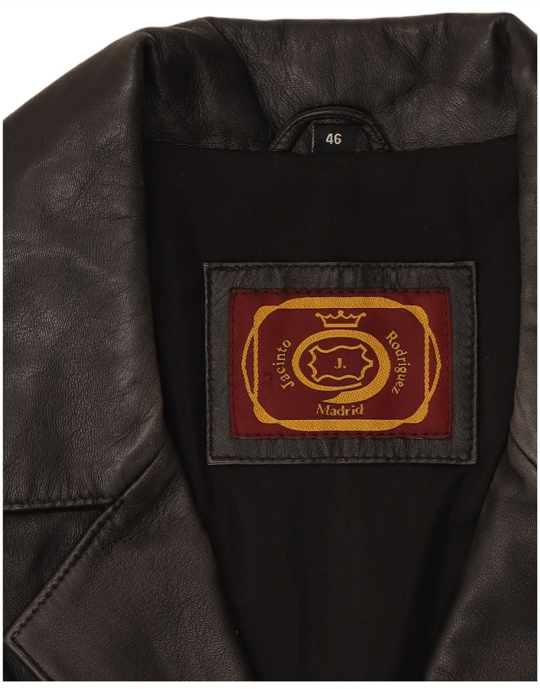 Casaco de couro feminino JACINTO RODRIGUEZ EU 46 XL couro preto