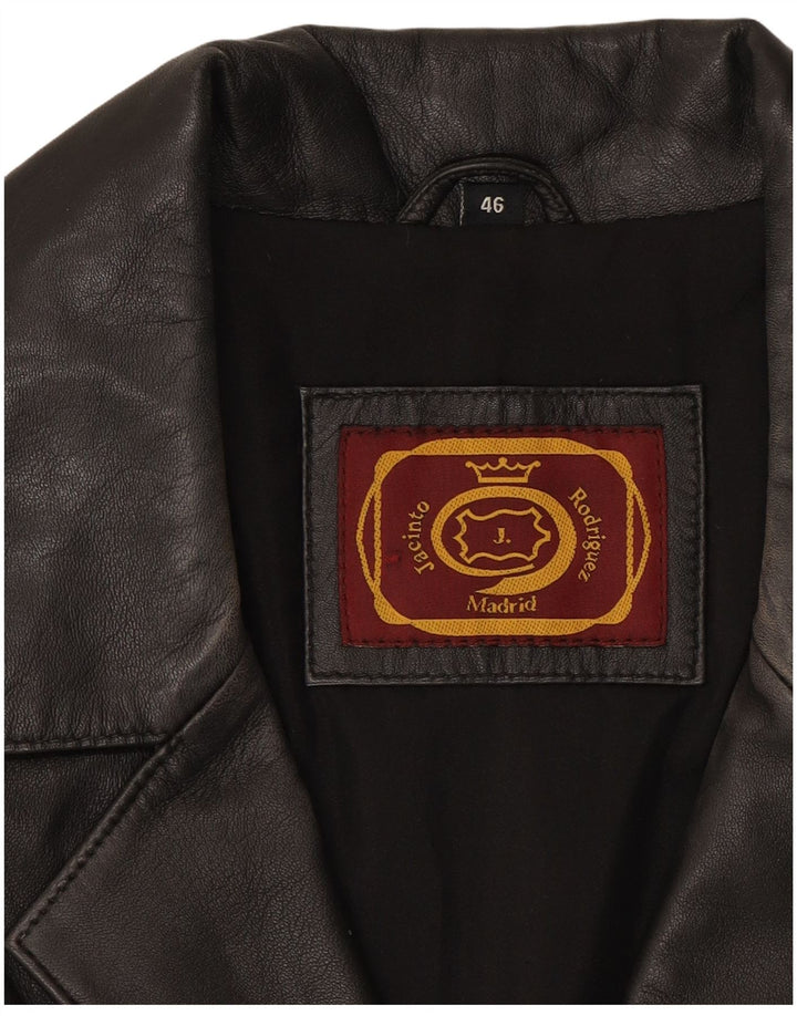 Casaco de couro feminino JACINTO RODRIGUEZ EU 46 XL couro preto