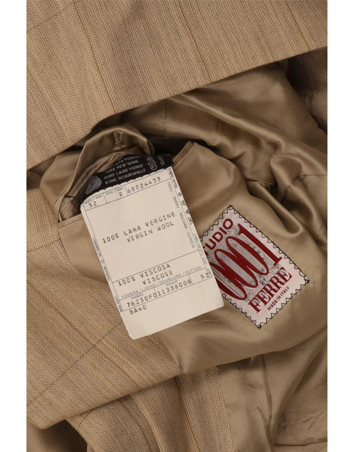 Ferre Jaqueta Blazer masculina de 2 botões IT 52 XL Bege Xadrez Lã Virgem