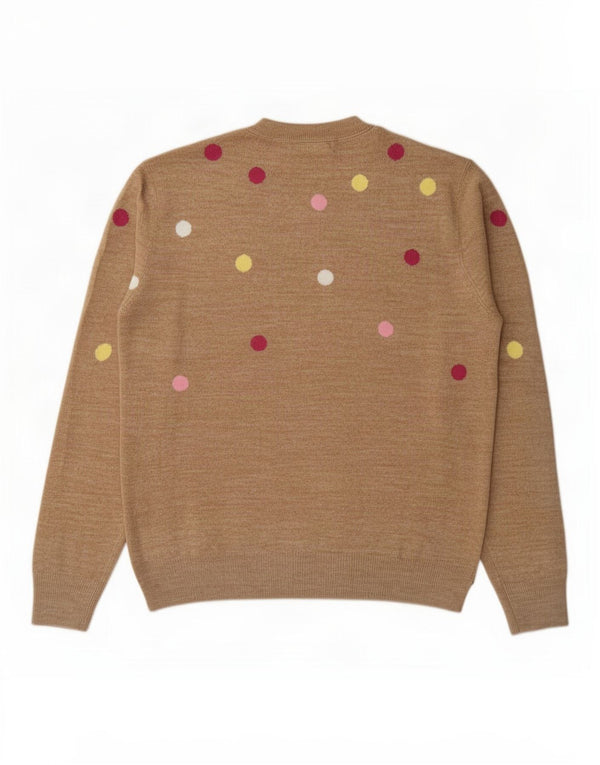 Suéter feminino Marks & Spencer com gola redonda e bolinhas bege grande Reino Unido 14