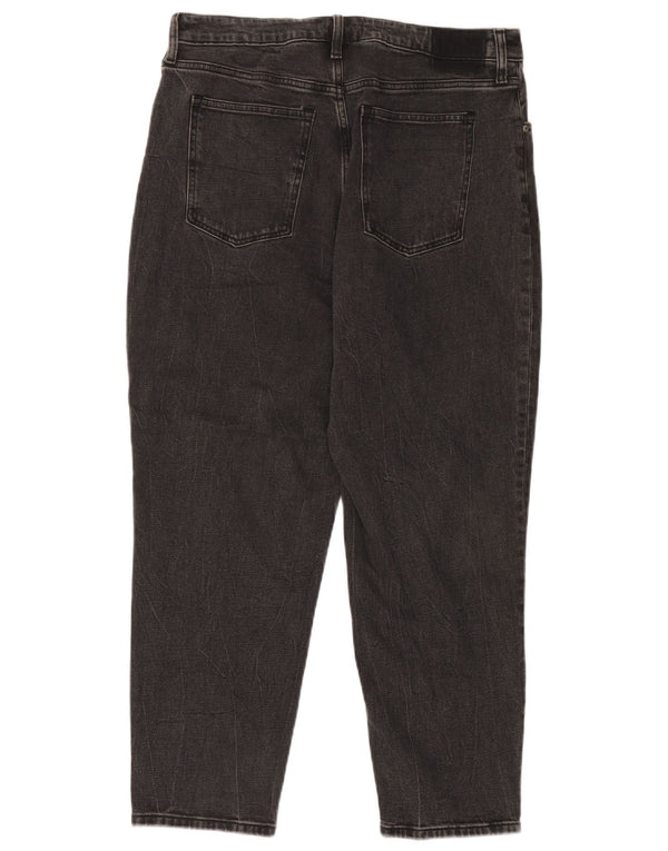 Calça jeans feminina Abercrombie & Fitch Mom Tapered US 14 XL W32 L27 preta