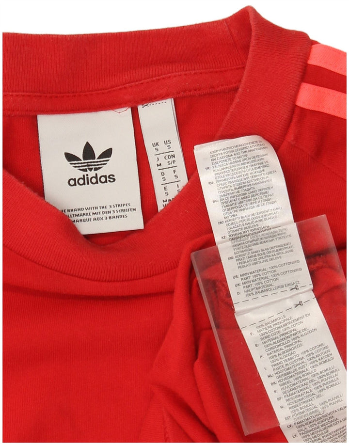 Adidas Mens Top Manga Longa Pequeno Algodão Vermelho