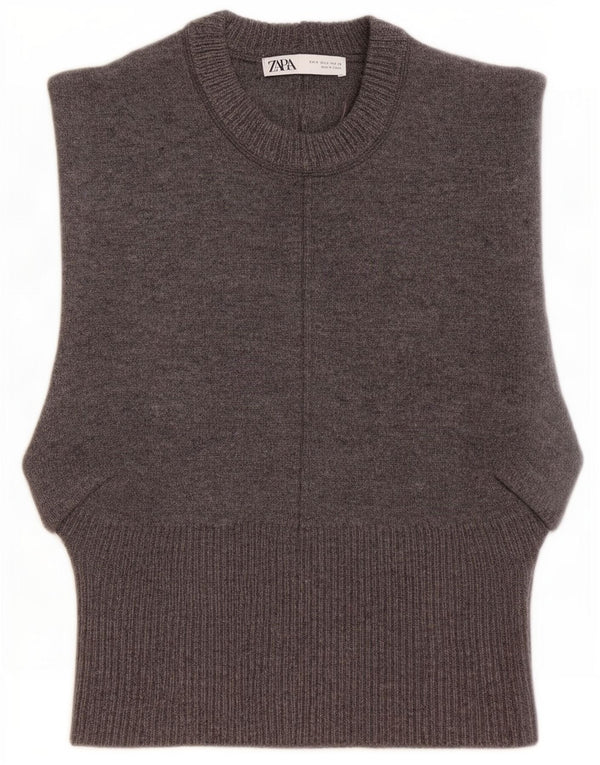 Regata feminina Zara com colete UK 10 pequena lã cinza