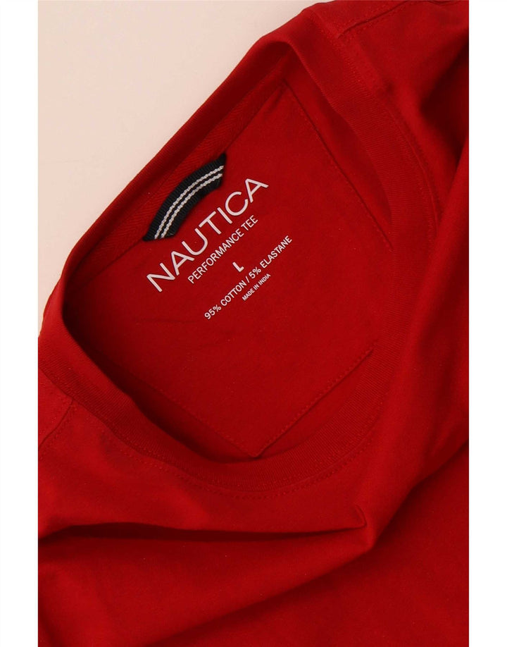 Camiseta masculina Nautica Top grande algodão vermelho