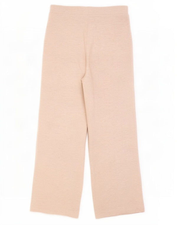 Calça de treino feminina Zara UK 12 poliéster bege médio