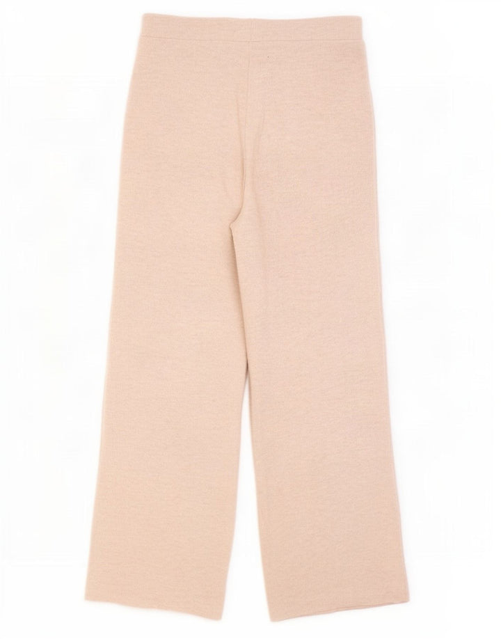 Calça de treino feminina Zara UK 12 poliéster bege médio