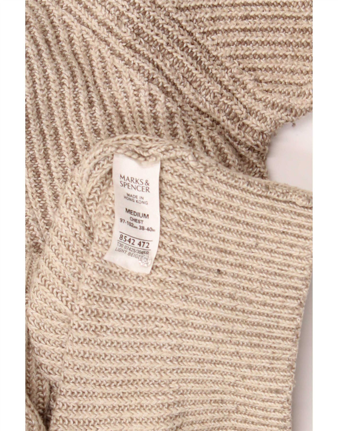 Suéter masculino Marks & Spencer Blue Harbor com zíper e gola média bege