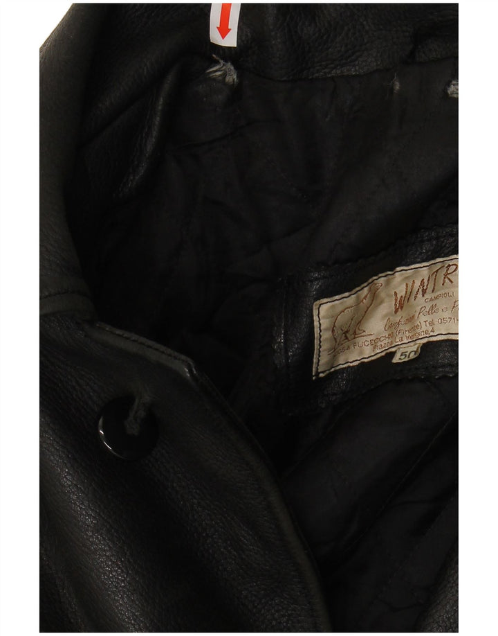 Jaqueta de couro masculina vintage IT 50 grande couro preto