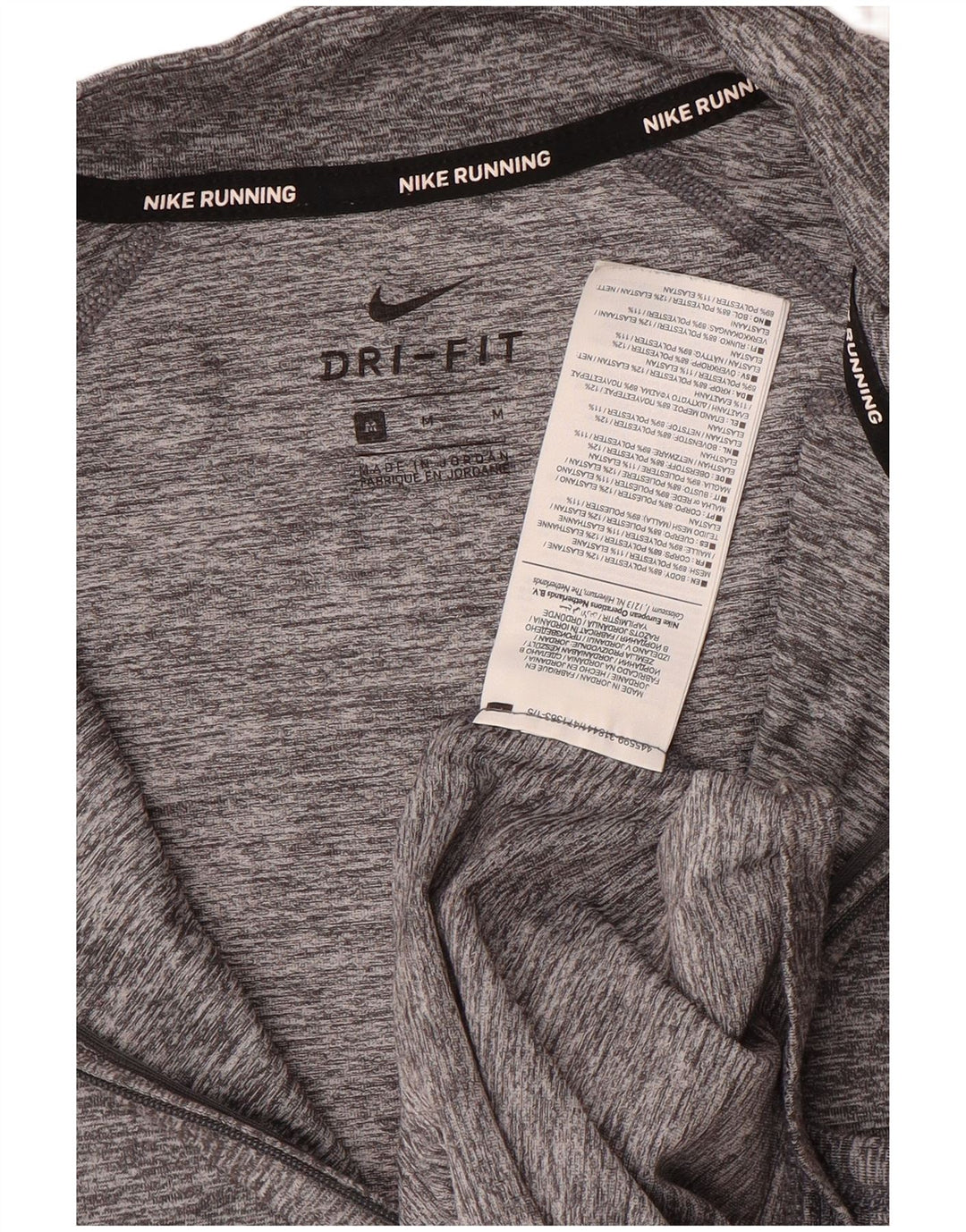 Nike Mens Dri Fit Zip Neck Pullover Treino Top Cinza Médio Poliéster