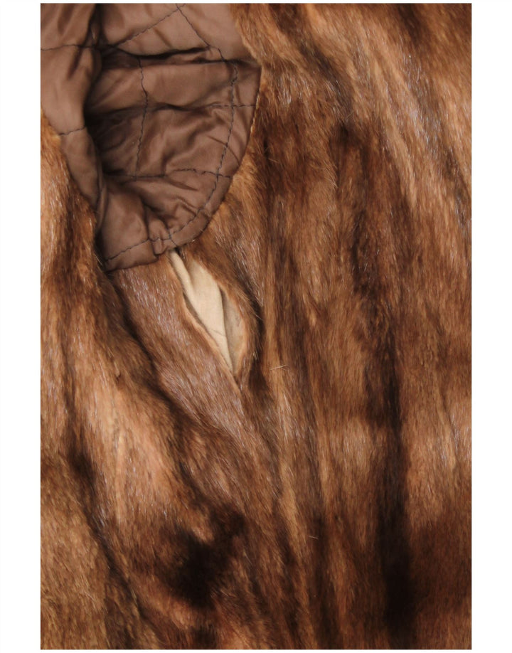 Casaco de couro de pele vintage feminino Reino Unido 16 grande bege