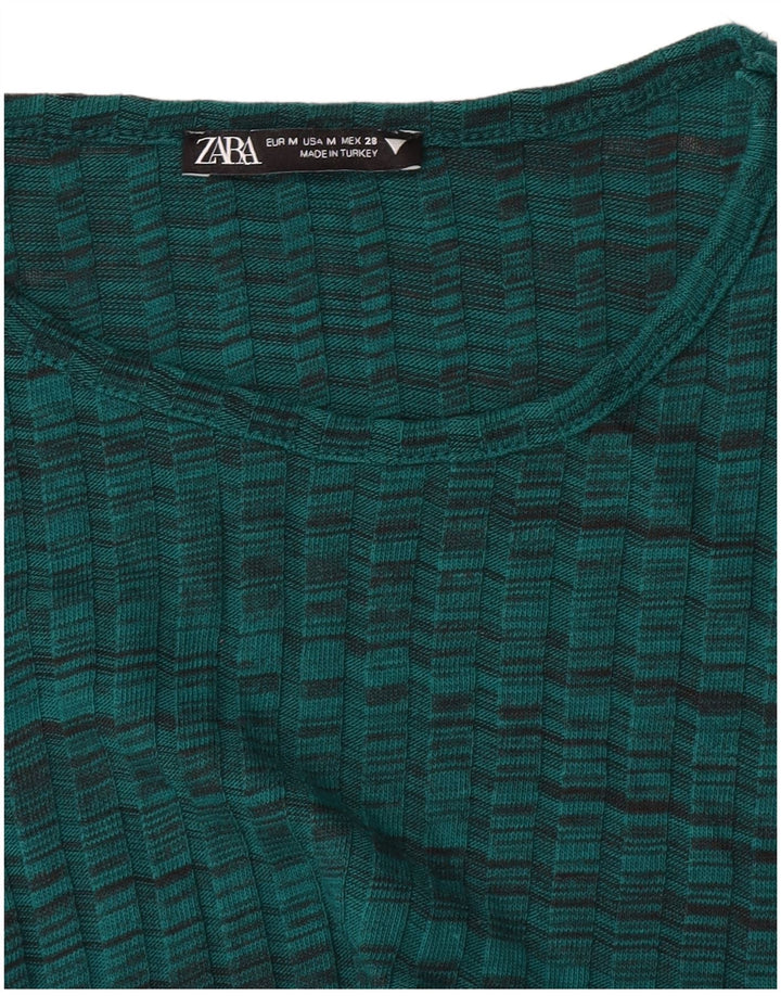Vestido jumper feminino Zara Reino Unido 12 listrado verde médio