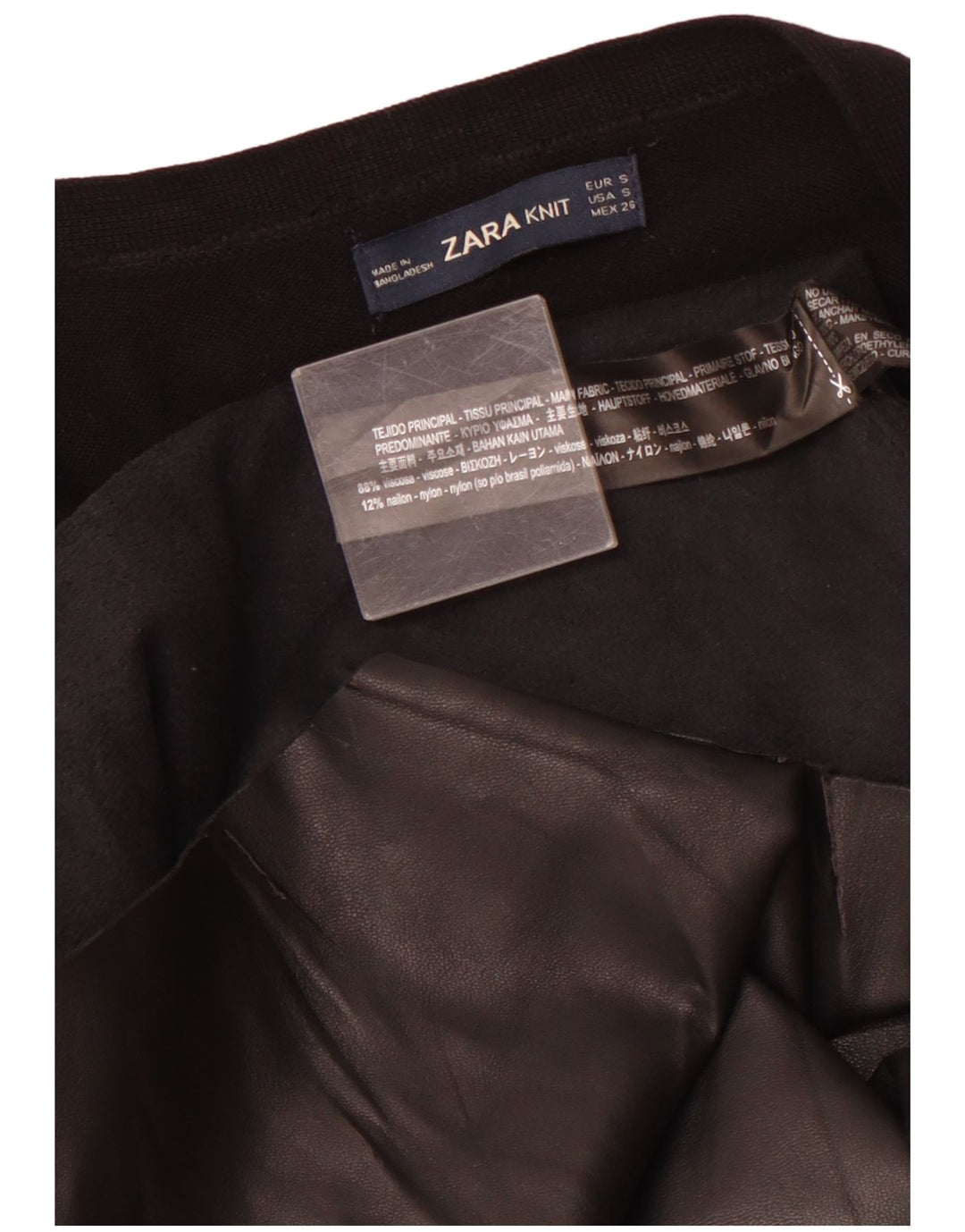 Suéter cardigã feminino grande ZARA UK 10 pequeno bloco colorido preto