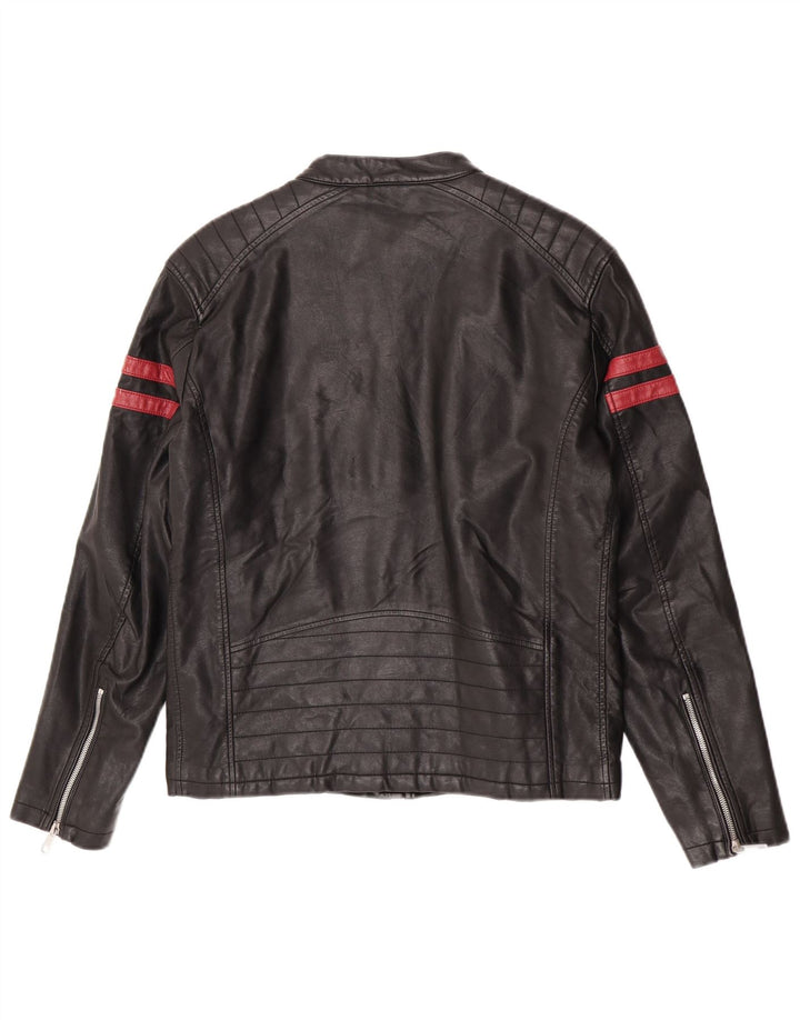 Zara Mens Biker Jacket UK 38 Médio Preto Listrado