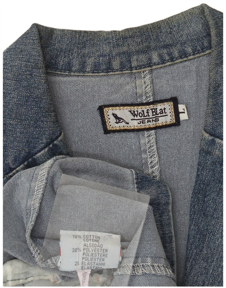 Jaqueta jeans feminina VINTAGE Reino Unido 14 grande algodão azul clássico