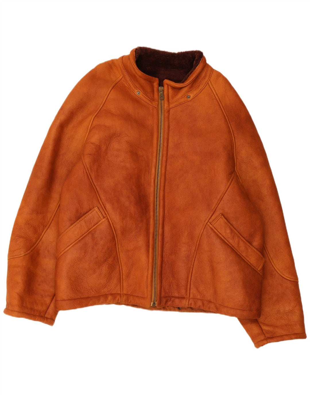 Jaqueta Shearling Feminina Vintage Reino Unido 12 Marrom Médio